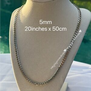Stainless Steel Cuban Link Necklace 20” 5mm